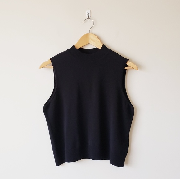 Topshop Tops - Topshop Black Mock Neck Sleeveless Sweater
